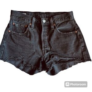 Premium 501 Levi Black Jean Shorts. Size 26